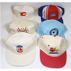 6 VINTAGE COLLECTORS HOCKEY HATS CAPS