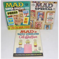 LOT OF 3 RARE OLD SCHOOL MAD VERSION MAGAZINES