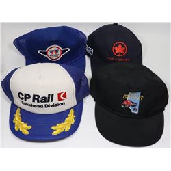 4 VINTAGE HATS CAPS AIR AND RAIL VARIETY