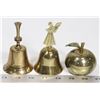 Image 1 : LOT OF 3 BRASS BELLS INCLUDING A APPLE BELL