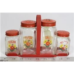 1950'S TABLE SETTING GLASS METAL SET OF 4