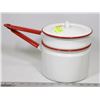 Image 1 : VINTAGE RED WHITE ENAMEL POT SET