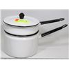 Image 1 : VINTAGE BLACK WHITE ENAMEL POT SET