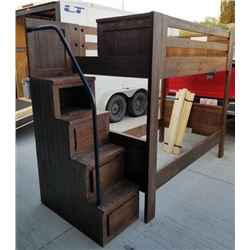 SOLID DARK WOOD BUNK BED SET - SOLID