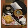 Image 1 : BOX W/ LARGE BROWN DECORATIVE PLATE,