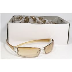 BOX OF AMBER COLOR DESIGNER SUNGLASSES