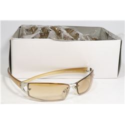 BOX OF AMBER COLOR DESIGNER SUNGLASSES