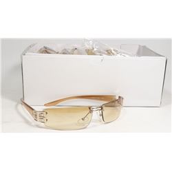 BOX OF GOLD TONED DESIGNER SUNGLASSES