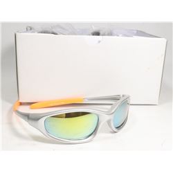 BOX OF SILVER AND ORANGE  DESIGNER SUNGLASSES