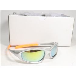 BOX OF SILVER AND ORANGE  DESIGNER SUNGLASSES
