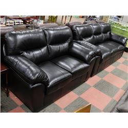 NEW BLACK LEATHER-GEL SOFA  88" AND LOVE SEAT 66"