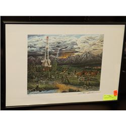 1 FRAME PRINT OF OIL RIG & HORSES #558 / 800