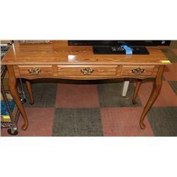 FAUX OAK 3 DRAWER WRITING DESK / SOFA TABLE