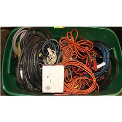 TOTE WITH MISC. EXTENSION CORDS,  BOOSTER