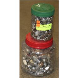 2 JARS VARIOUS CHROME LUG NUTS.