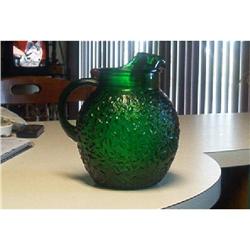  Vintage Forest Green Glass Pitcher #862877