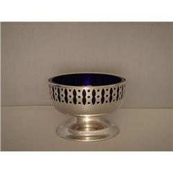 Bowl  Silver  Plated  with  Blue  Glass  Lining #862907