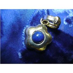 SMALL GOLD PENDANT,  FLOWER  SH. W/LAPIS LAZULI #862934