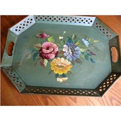 Vintage Signed Tole Painted Tray #862992