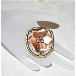  Vintage Copper & Brass Flower Motif Dress Clip #863018