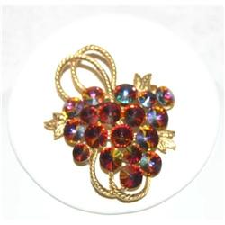 Vintage Watermellon Grape Rivoli Brooch #863023