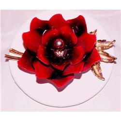 Coro Vintage Enameled Red Rose Brooch #863032