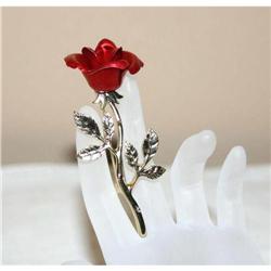 Gorgeous Vintage Long Stem Red Rose Brooch #863049