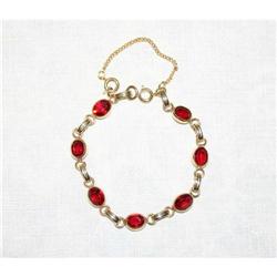 Vintage 1950s Ruby Red Glass Link Bracelet #863050