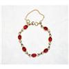 Image 1 : Vintage 1950s Ruby Red Glass Link Bracelet #863050