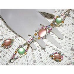 Vintage Pastel Cabochon Bracelet & Earrings #863053