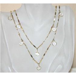 Vintage Gold Plated Bezel Set Glass Necklace #863054