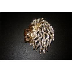 SCHREINER...GOLD LION PIN W/RHINESTONE #863131