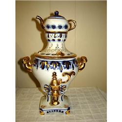 MAGNIFICENT..FINE GZHEL PORC. SAMOVAR 1950'S #863134