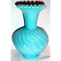 Fenton Blue Swirl Art Glass Vase #863251