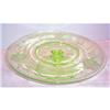 Image 1 : Green Floral Etched Footed Cake Stand #863255