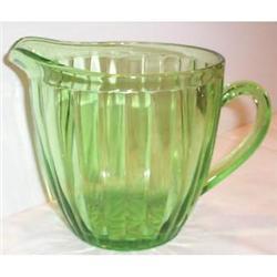 Green Ribbed Hazel Atlas Depression Pitcher #863270