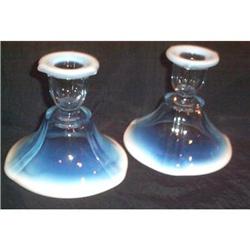 Fostoria Opalescent Pair  White Candle Holders #863271