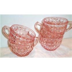 Five Pink Windsor Depression Glass Cups #863275