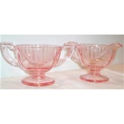 Fostoria Pink Depression Cut Cream and Sugar #863292