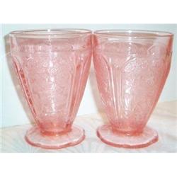 Two Pink Cherry Blossom Footed Tumblers #863302
