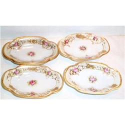 Four Hand Painted Rose Nippon Open Salts #863306