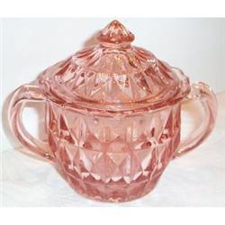 Pink Windsor Depression Glass Covered Sugar #863317