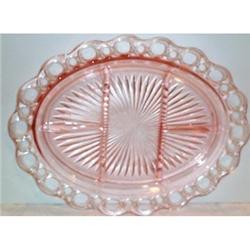 Pink Old Colony Lace Edge Divided Platter #863320