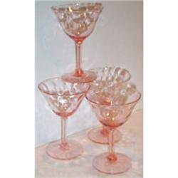 Four Pink Depression Glass Optic Sherbets #863323