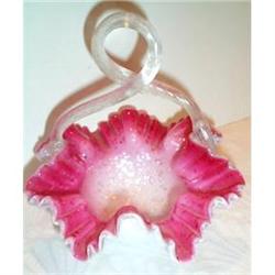 Stunning Hand Blown Cased Art Glass Basket #863324