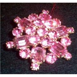 Pink Weiss Signed Rhinestone Brooch #863330