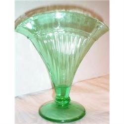 Vintage Green Depression Glass Fan Vase #863331