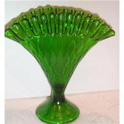 Green Footed Depression Glass Fan Vase #863339