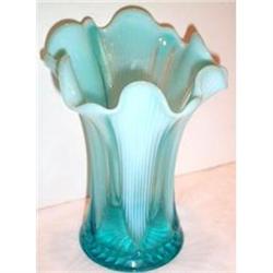 Blue Opalescent Ribbed Jefferson Glass Vase #863352