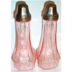 Pink Floral Poinsettia Flat Salt Pepper Shakers #863366